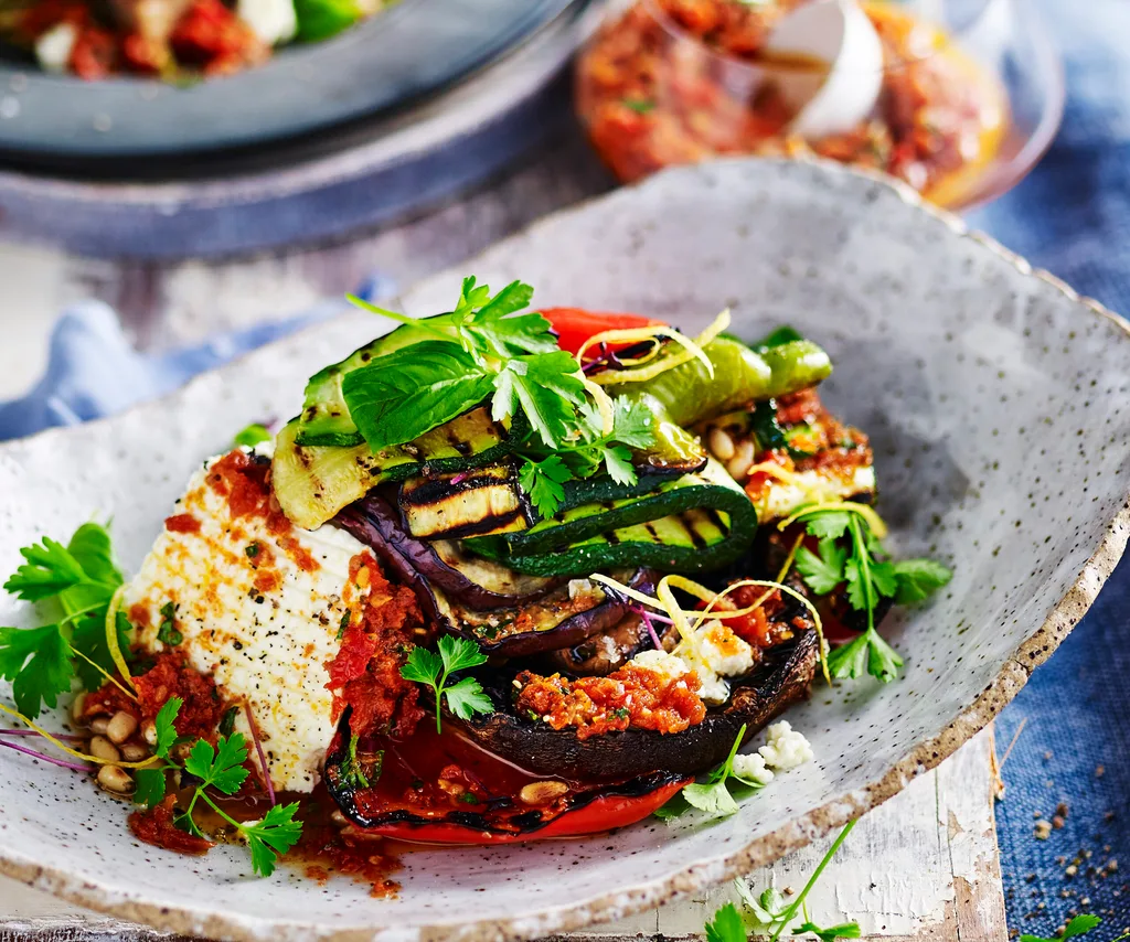 grilled vegetable and ricotta stack