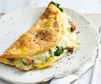 Mushroom and blue cheese souffl&eacute; omelette