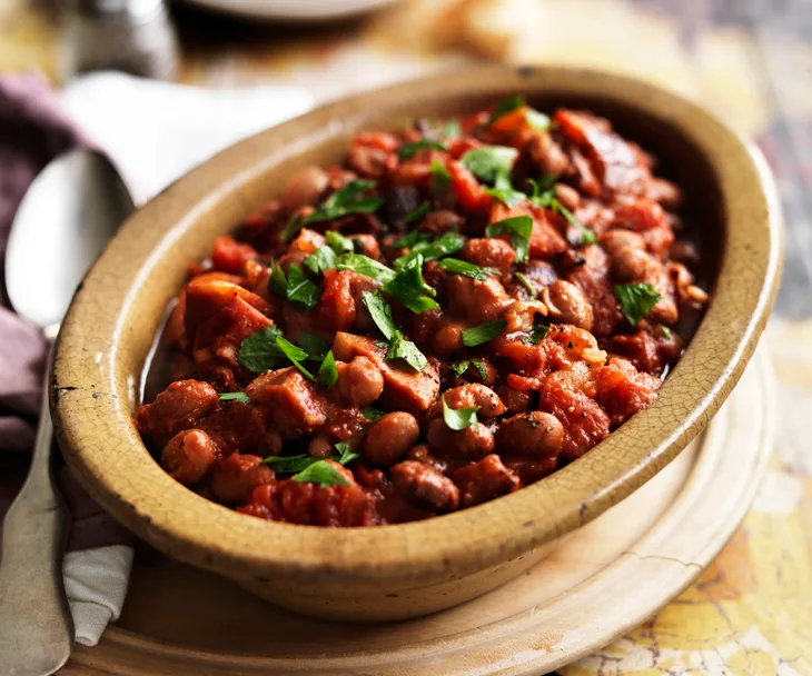 smoky beans with chorizo