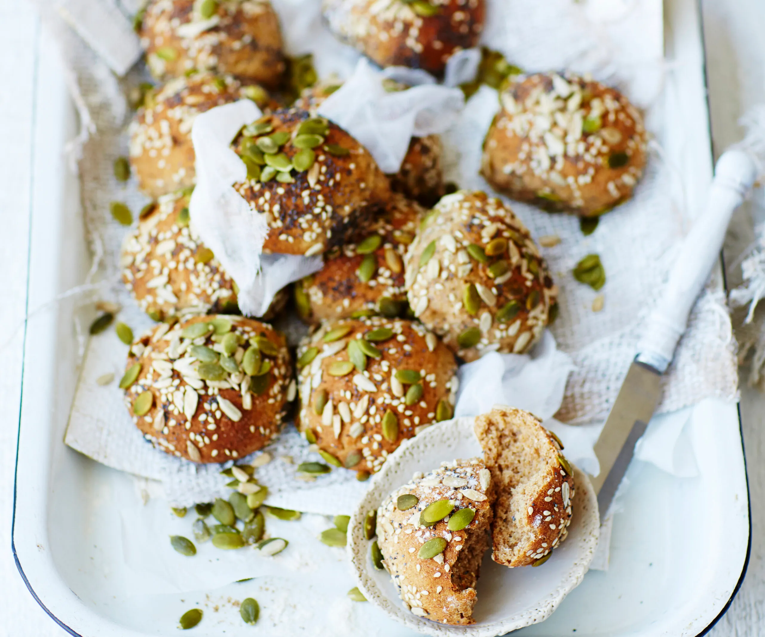 rye, honey and seed bread rolls