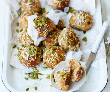 rye, honey and seed bread rolls