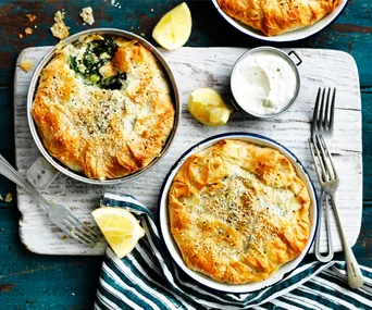 Kale and spinach spanakopitas