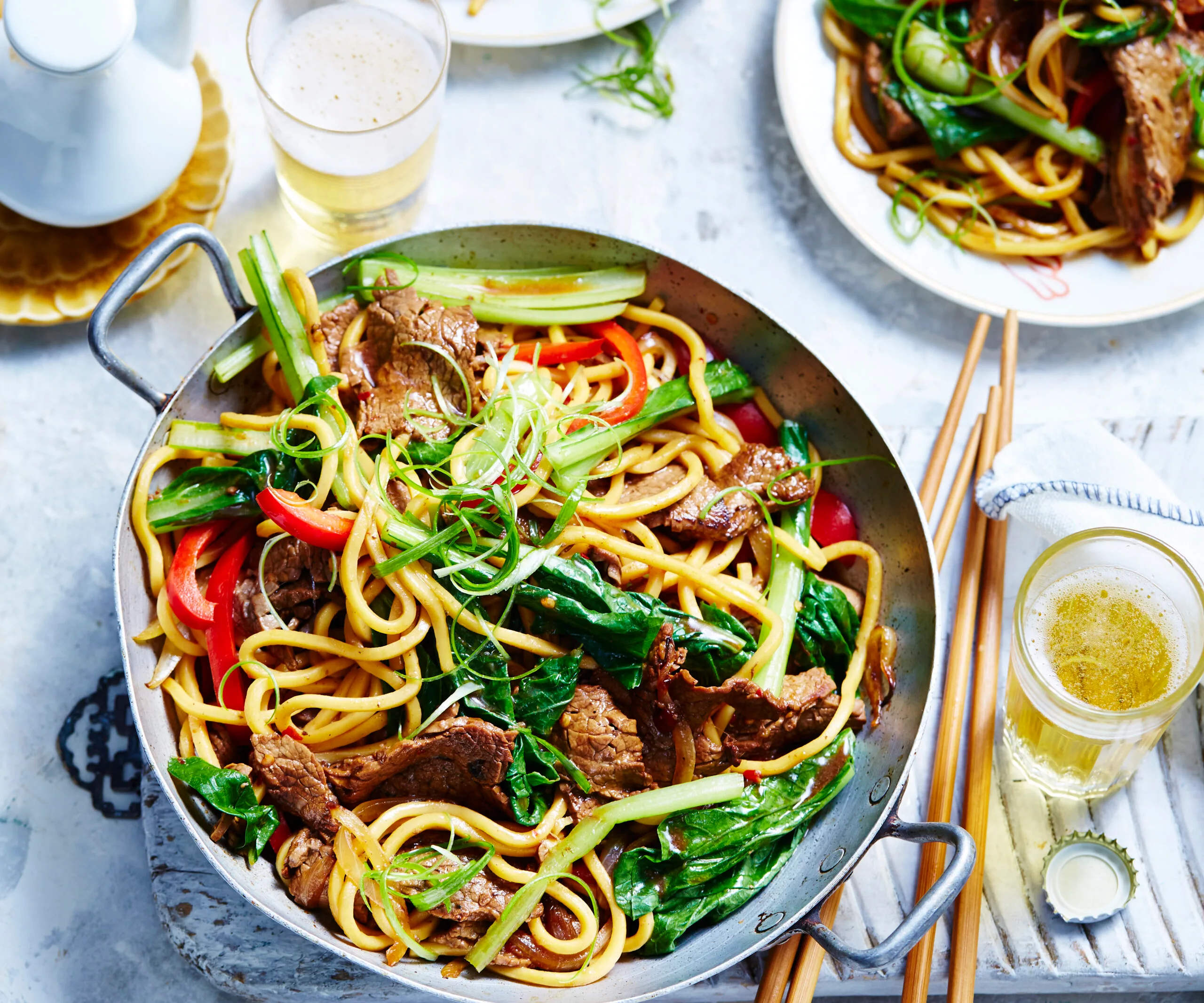 Mongolian beef noodle stir fry