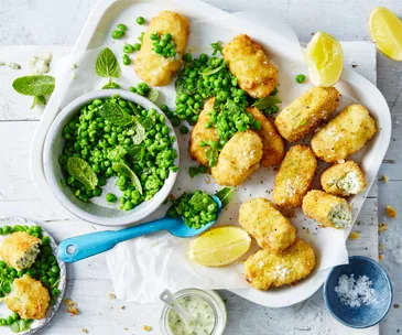 Fish fingers with mushy peas