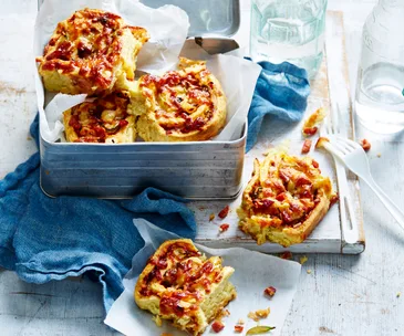 Loaded pepperoni pizza scrolls