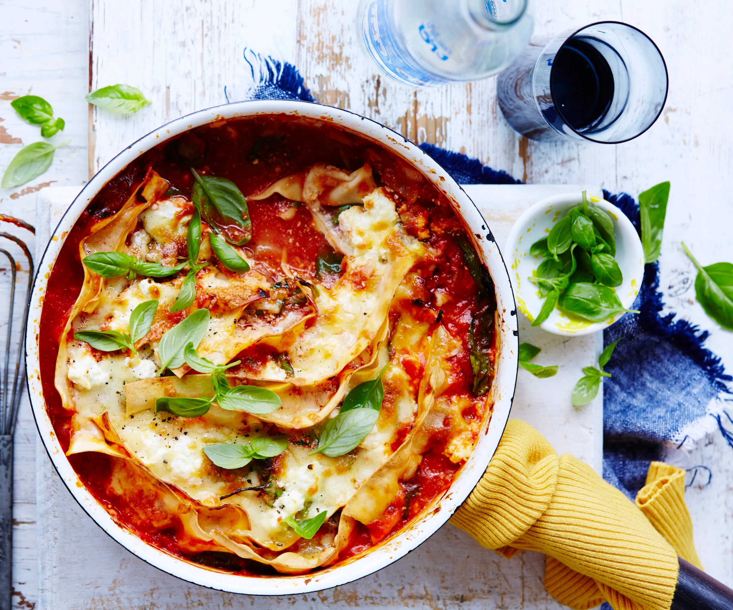 Frying pan beef and spinach lasagne