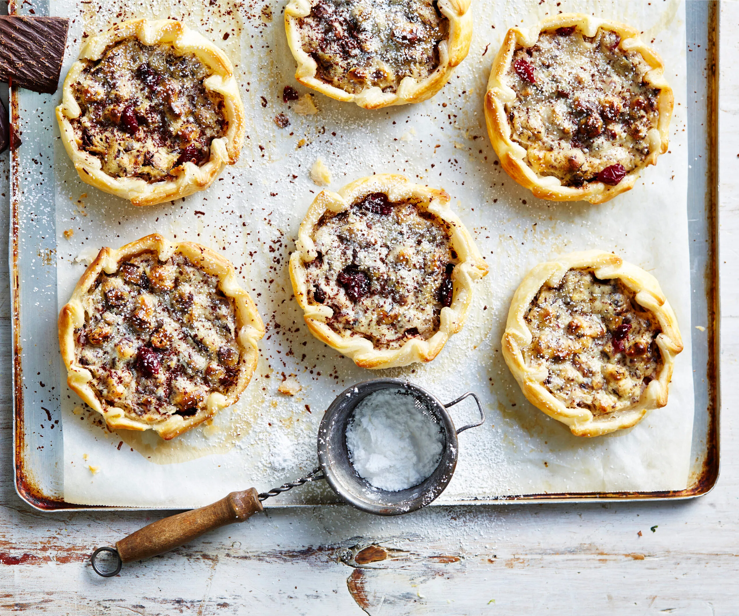 Choc-cranberry ricotta tarts