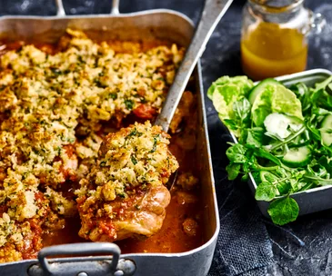 Chicken thigh parmigiana