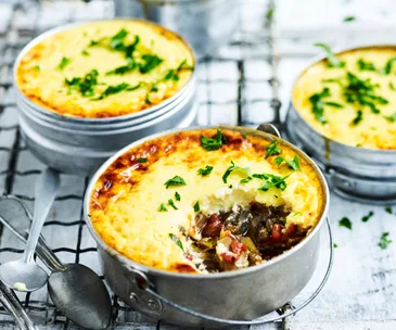 Eggplant & tomato stew with cheesy yoghurt topping