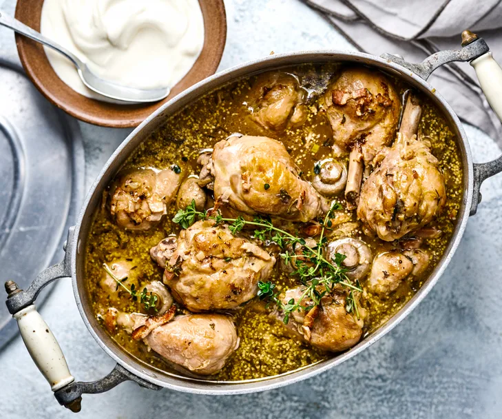 Chicken, bacon and mushroom stew