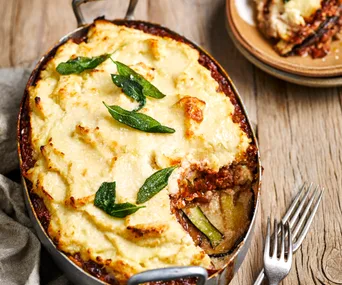 Ratatouille bake with cauliflower bechamel