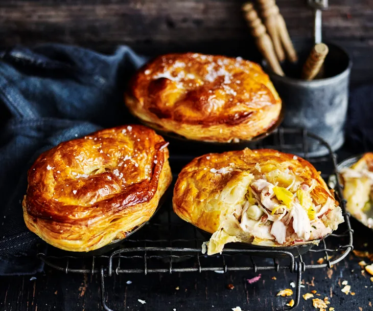 Chicken, potato and leek pot pies