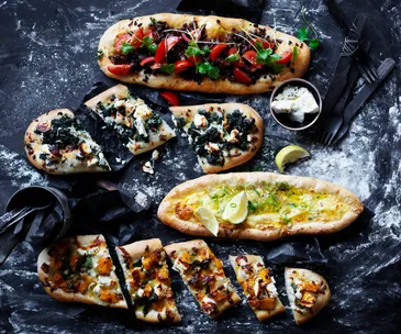 Basic pide with four toppings