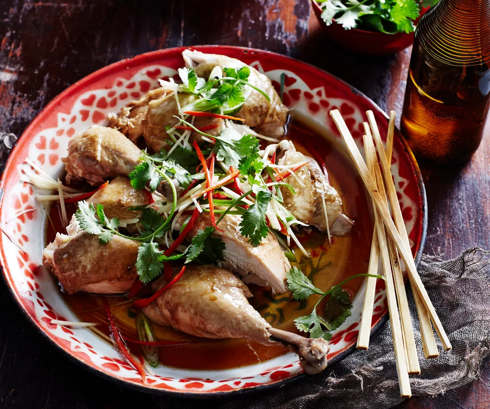 POACHED CHICKEN WITH SOY AND SESAME