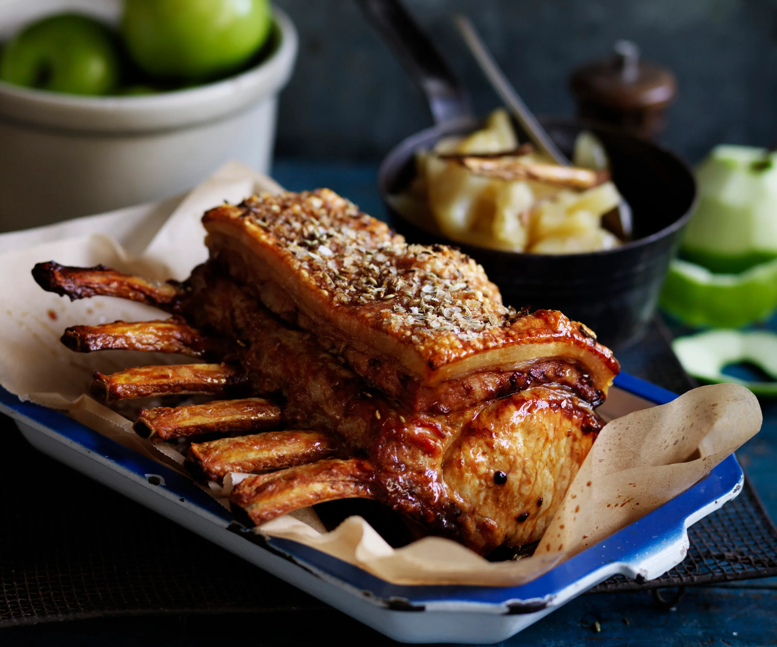 Roast pork with apple sauce