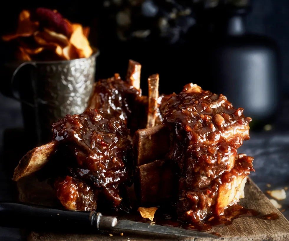 bourbon-glazed beef ribs