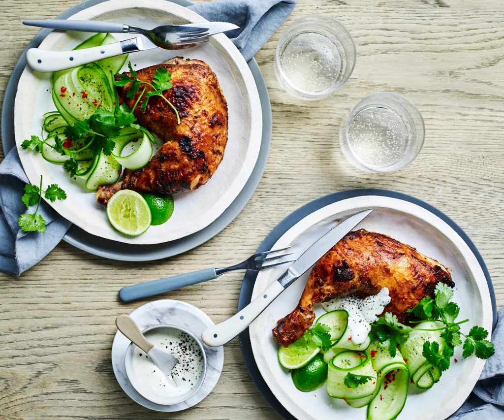 Tandoori chicken with cucumber salad