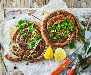 herb and garlic sausage coil