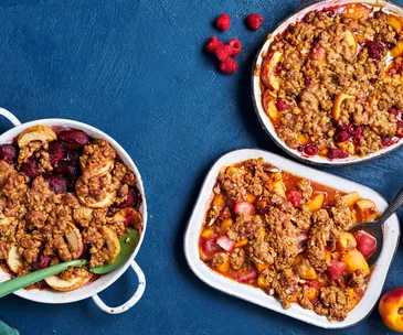 Fruit crumble with rosewater