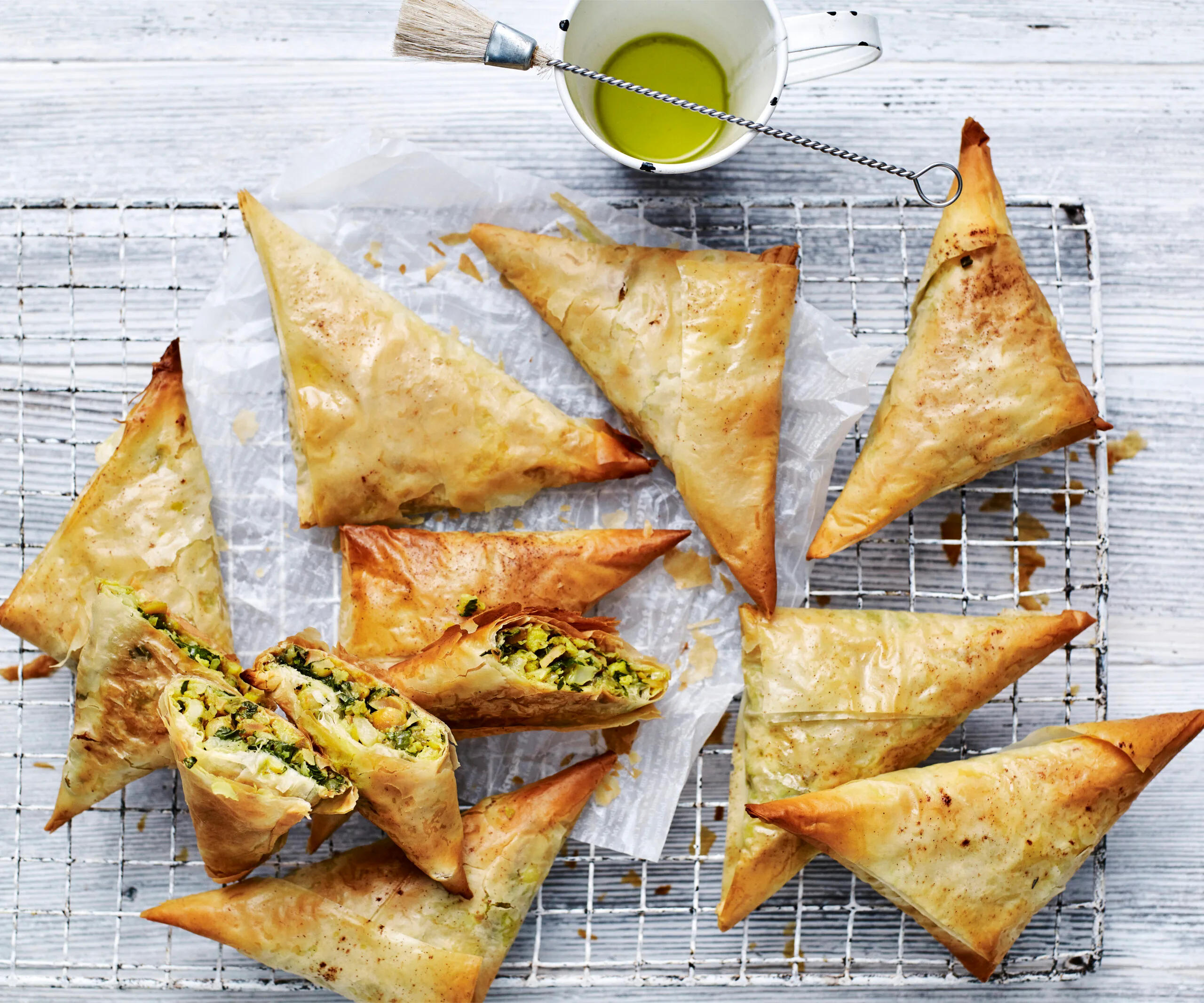 Cauliflower fillo triangles