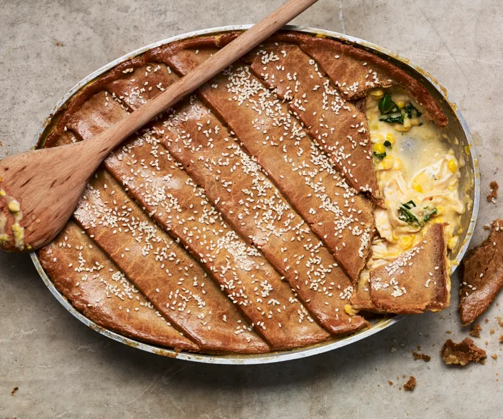 Gluten-free smoky chicken and corn pie