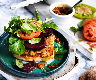 Quinoa zucchini haloumi burgers