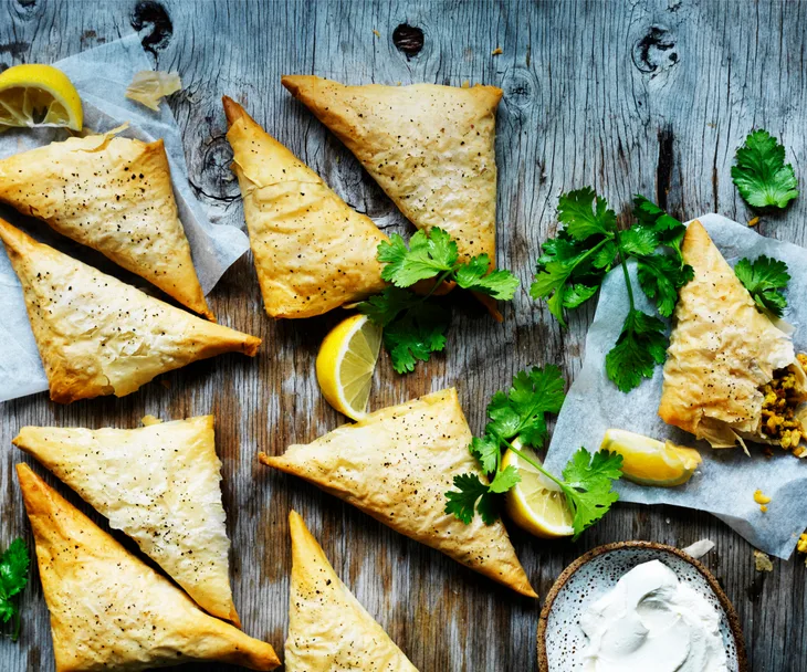 Chicken pastilla triangles