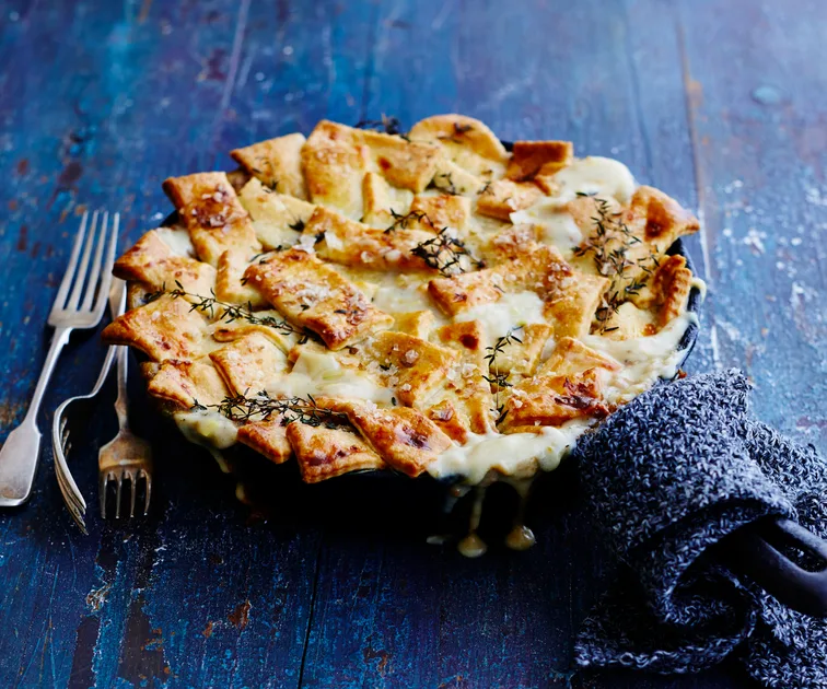 Chicken and Leek Patchwork Pie with Sour Cream Pastry