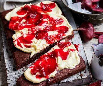 Choc-beetroot red devil sheet cake
