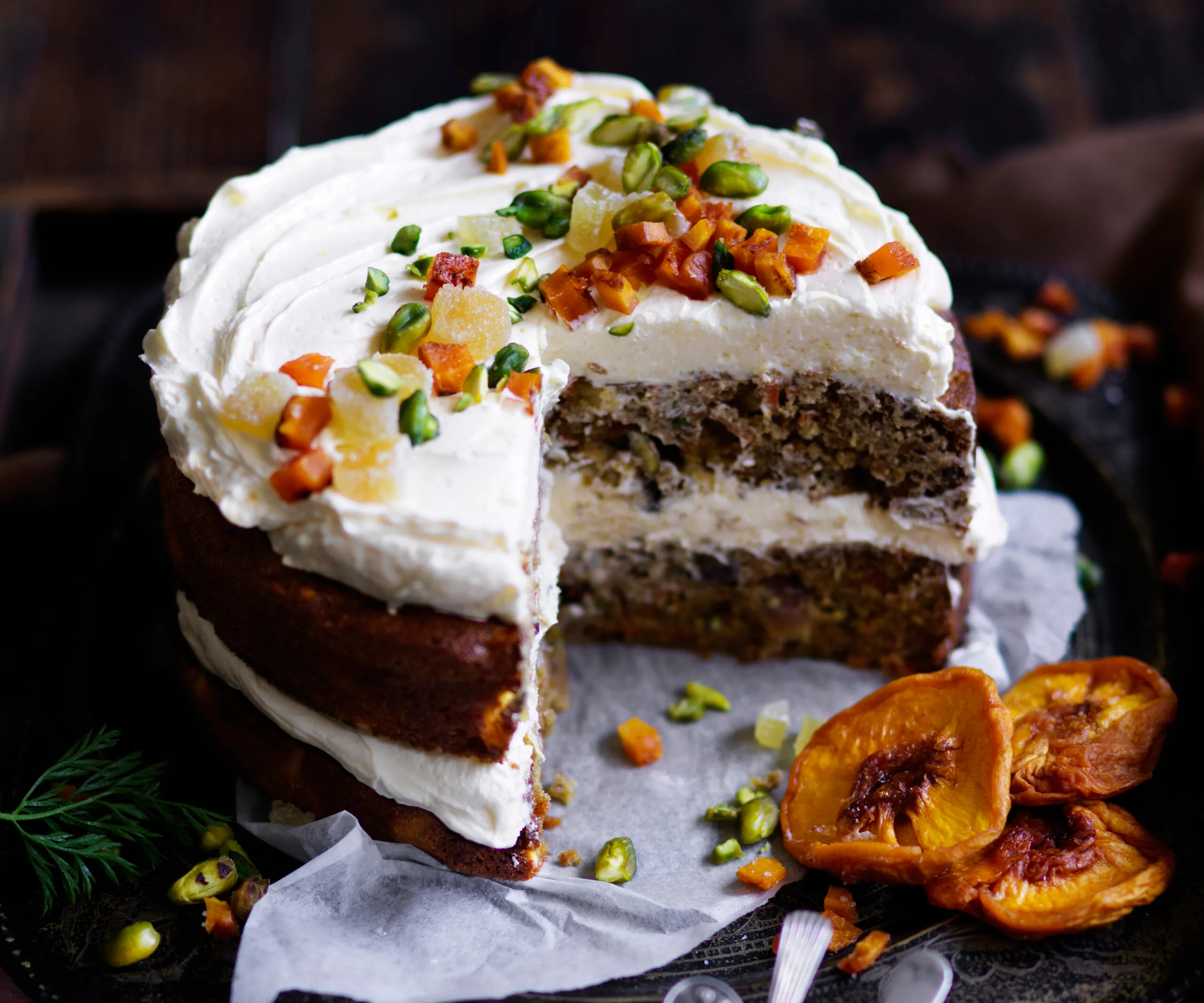 Carrot layer cake with peach and ginger-image