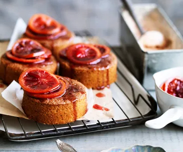 Blood orange cakes with mascarpone ice-cream