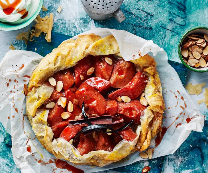 Slow-roasted ros&eacute; vanilla quince galette