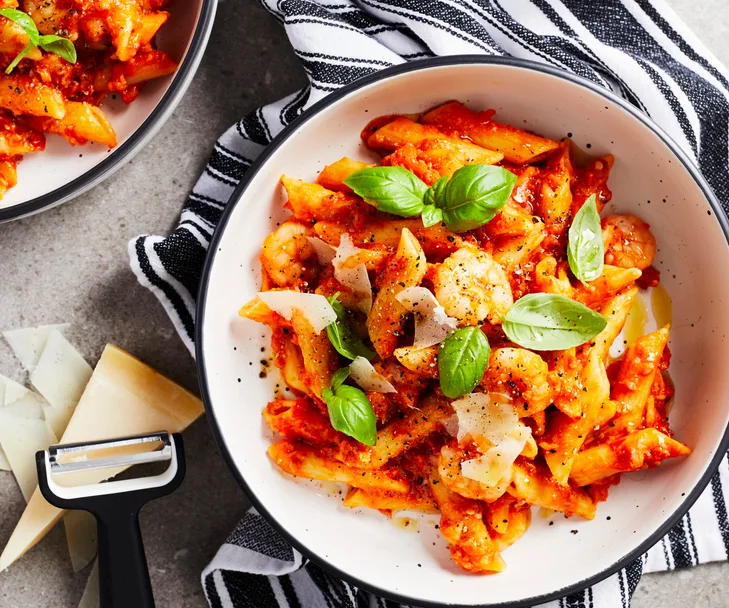 Thermomix chilli prawn chorizo penne
