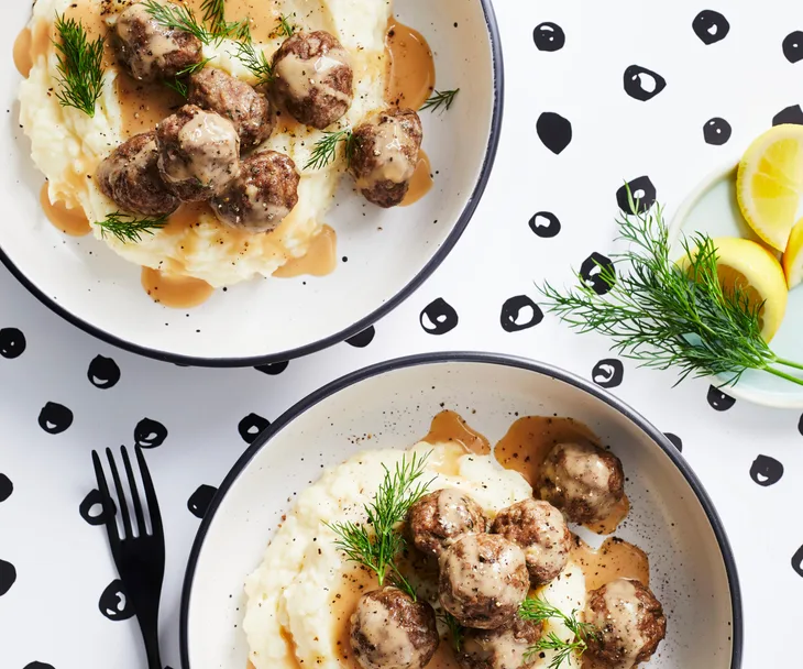 Thermomix Swedish meatballs with gravy and horseradish mash
