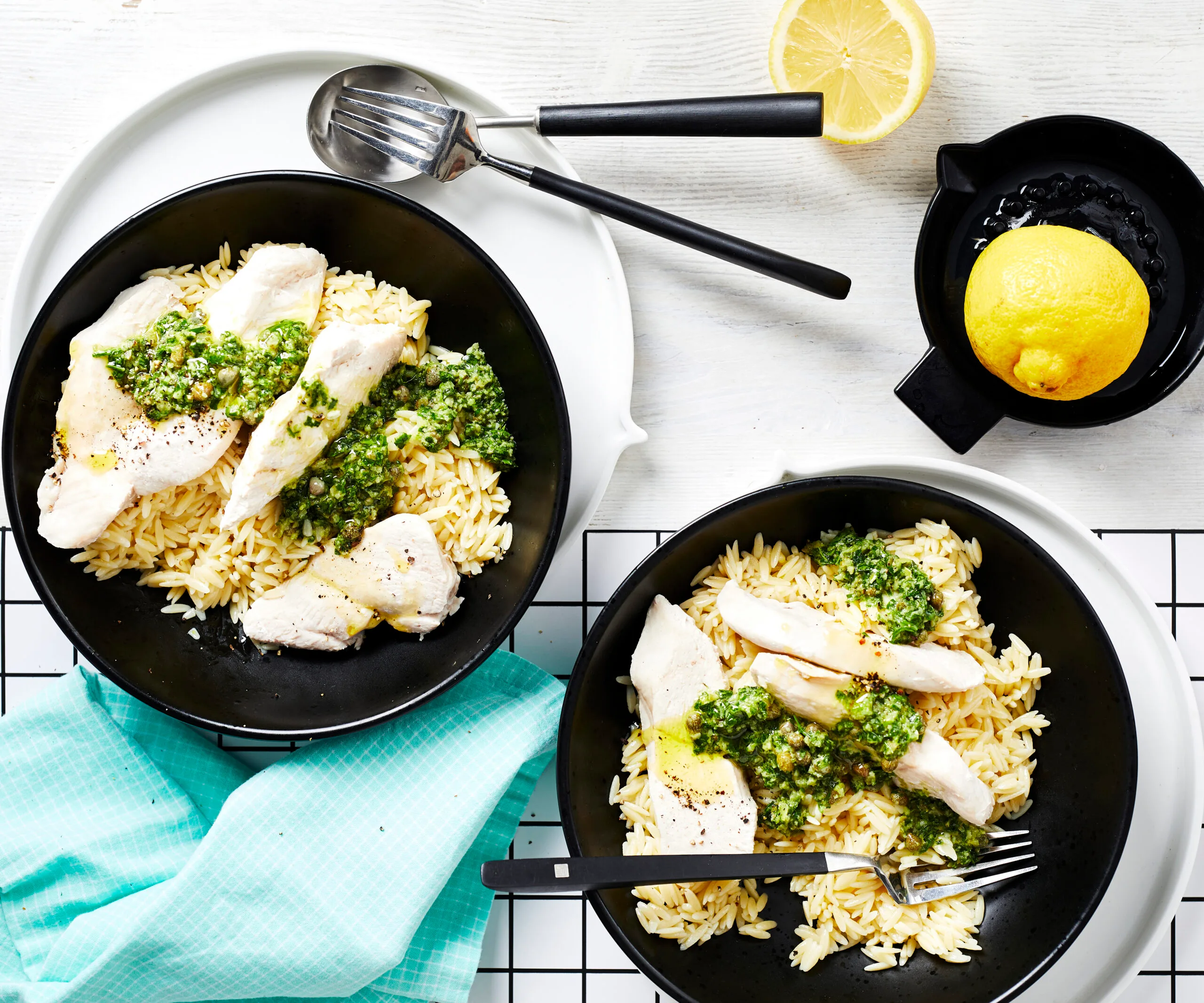 Thermomix risoni with chicken and salsa verde-image