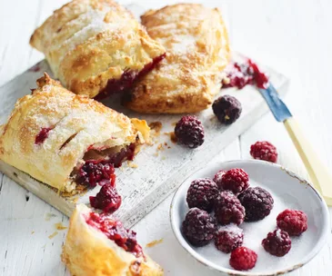 Apple, blackberry and marzipan hand pies