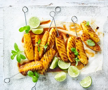 Roasted pineapple in rum syrup