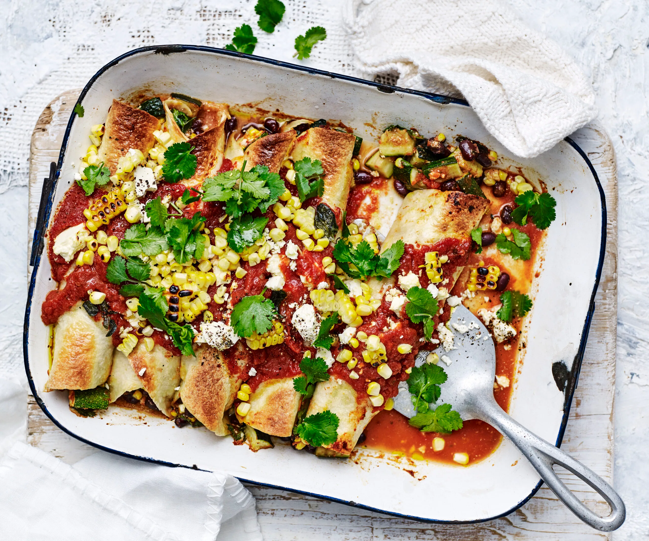 Zucchini, black bean and corn enchiladas-image