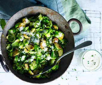 Fried brussels sprouts blue cheese dressing