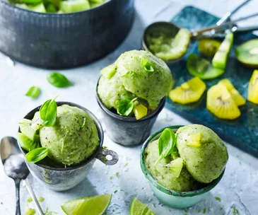 Kiwifruit and basil sherbet