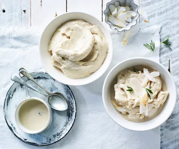 Banana, coconut and rosemary nice-cream