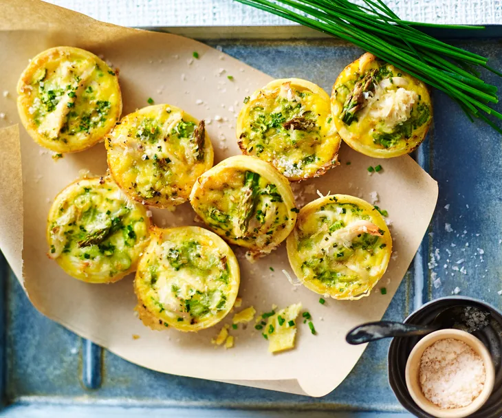 mini chicken and asparagus quiches recipe