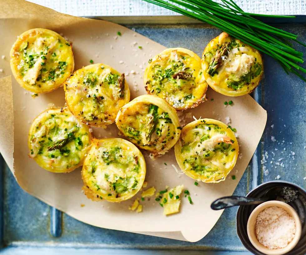 mini chicken and asparagus quiches recipe