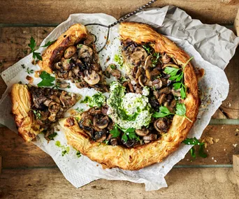 Free-form mushroom and cheese tart