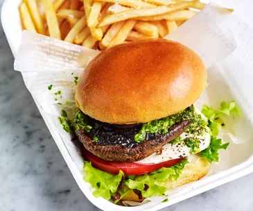 Air fryer mozzarella mushroom burgers