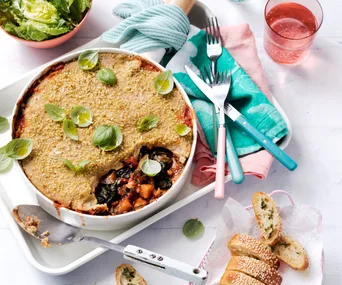 Harissa eggplant skillet lasagne
