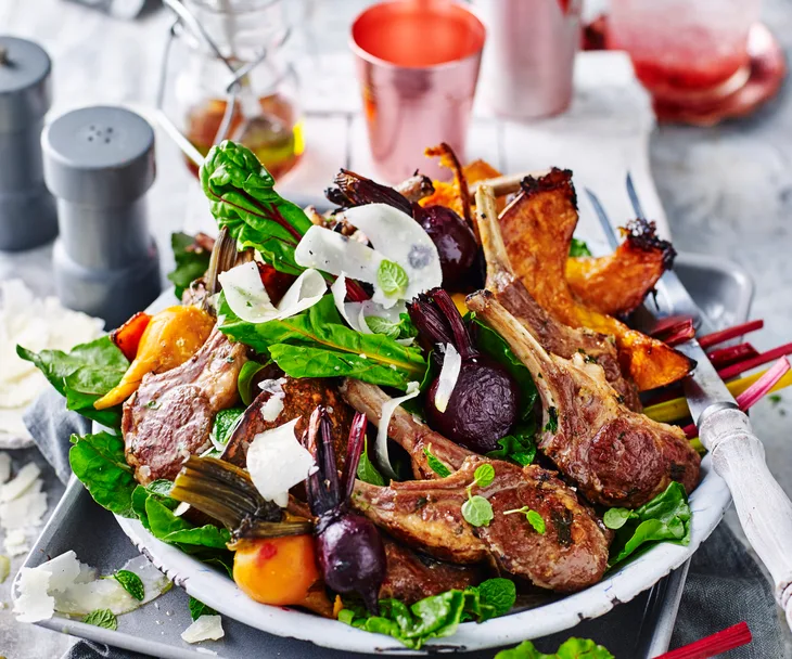 Minted lamb cutlets with beetroot salad