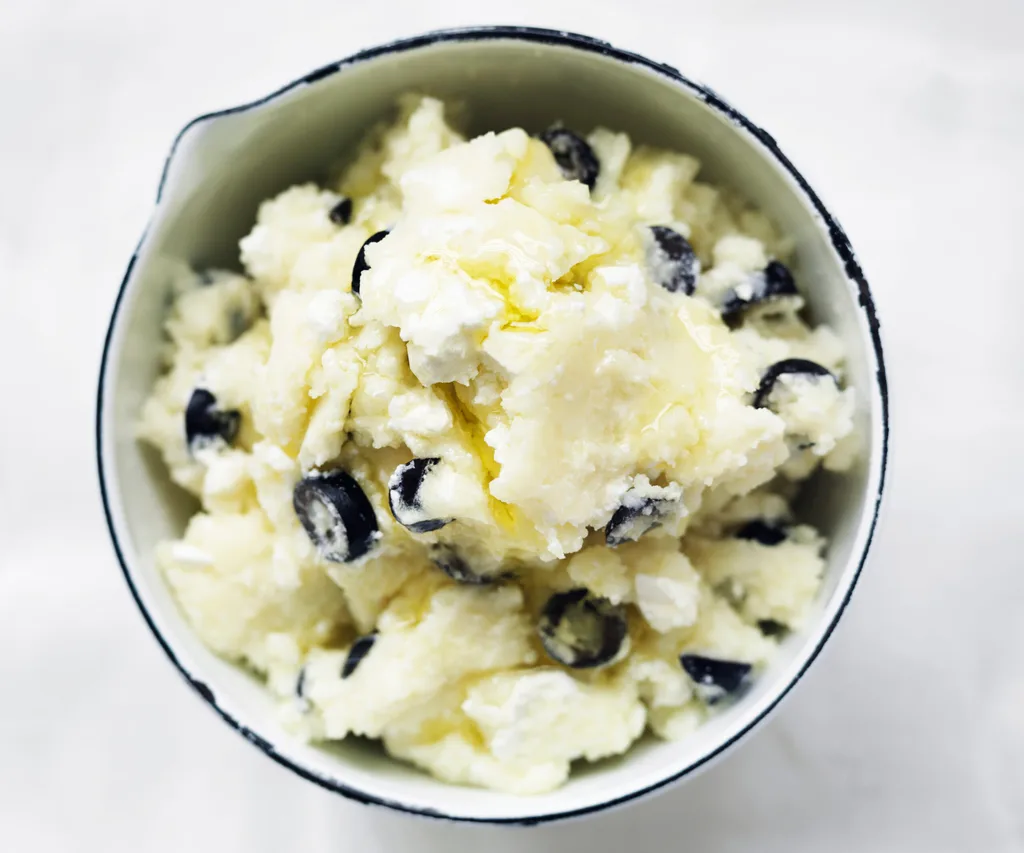 fetta and black olive mash