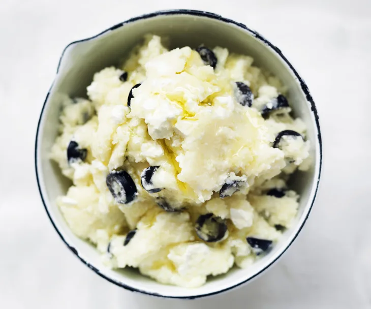 fetta and black olive mash