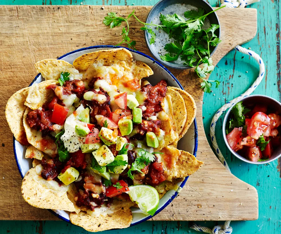 beef and bean nachos